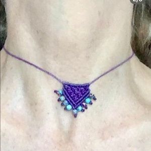 Prettiest summer necklace💜💜 Beautiful Purple Macrame and Blue Agate Neckace💜